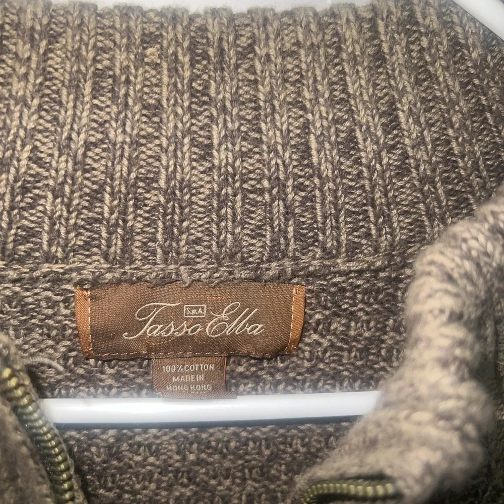 Tasso Elba pullover mens sweater adult XL quarter‎ zip high neck Tan